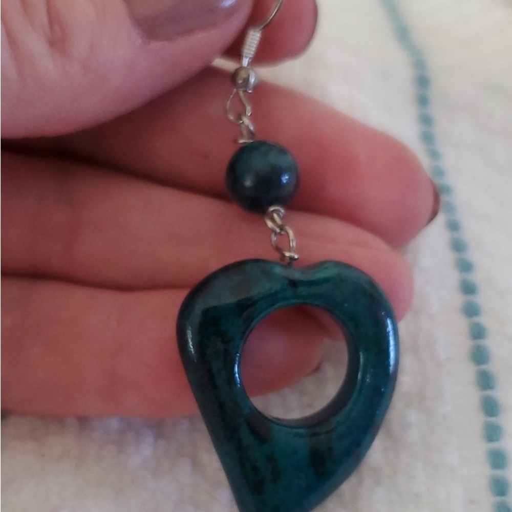 Chic Teal Heart Earrings